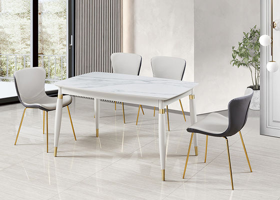 Mesa de jantar de mármore retangular da madeira maciça simples