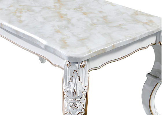 Mesa de jantar de mármore retangular pintada branca Pearlescent