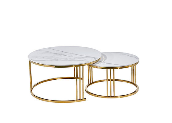 Mesa de jantar branca de aço inoxidável do mármore do círculo do escritório