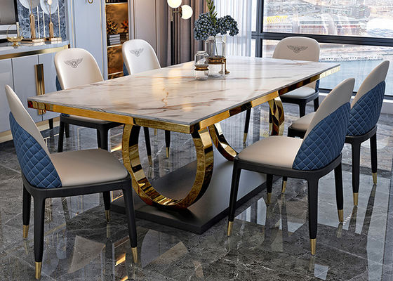 Mesa de jantar de mármore à moda da mesa de jantar ISO9001, a de aço inoxidável e a de mármore