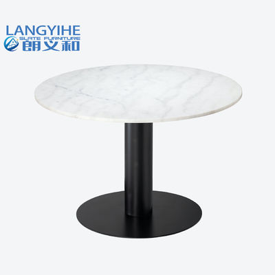 Diâmetro de mármore redondo pequeno da mesa de jantar 105cm do Odm da base preta superior branca