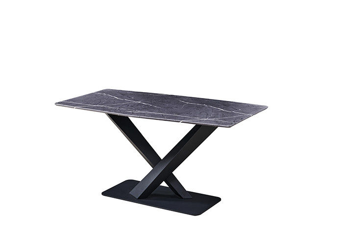 Mesa de jantar do cinza 150x80x77cm 6 Seater com parte superior de mármore