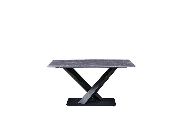 Mesa de jantar do cinza 150x80x77cm 6 Seater com parte superior de mármore