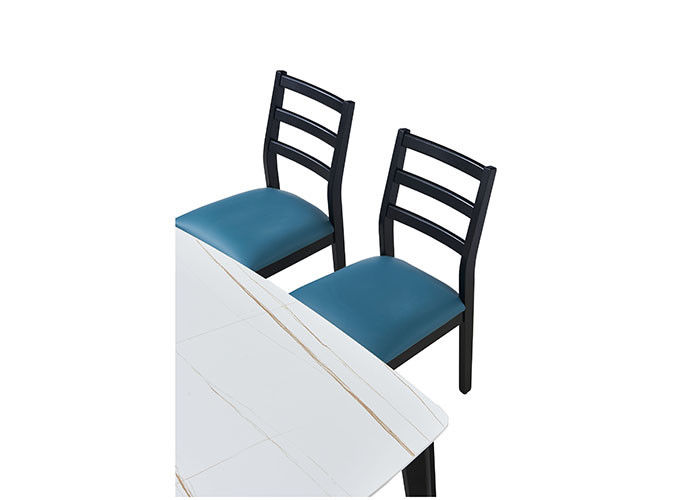 tabela à moda da sala de jantar da madeira maciça da ardósia da rocha da família de 130cm