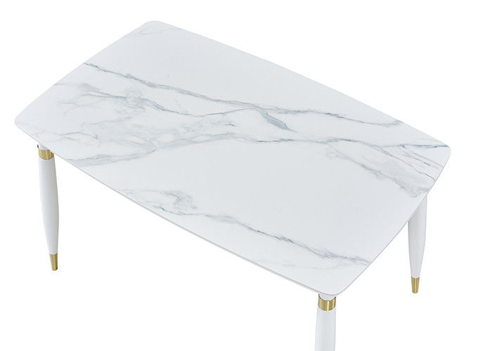 Mesa de jantar de mármore retangular da madeira maciça simples