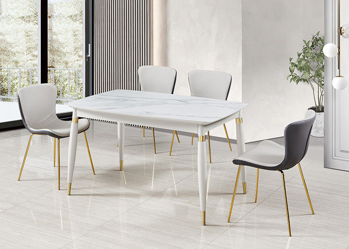 Mesa de jantar de mármore retangular da madeira maciça simples