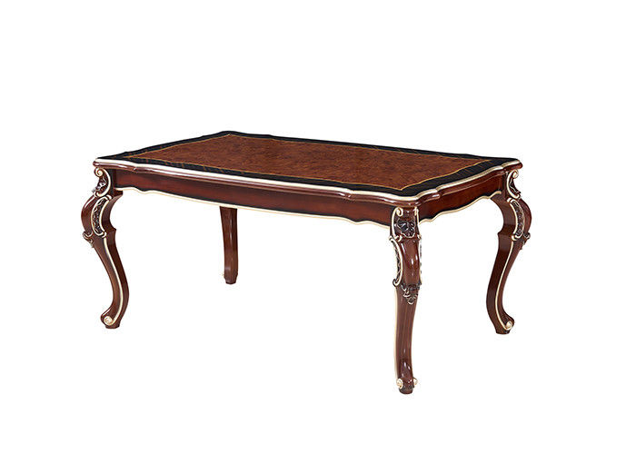 Mesa de jantar de madeira de mármore retangular da pintura francesa