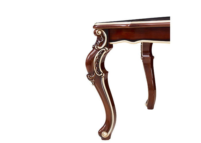Mesa de jantar de madeira de mármore retangular da pintura francesa