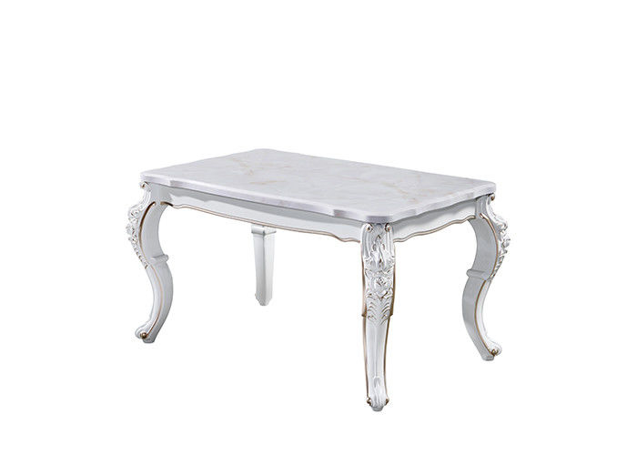 Mesa de jantar de mármore retangular de cinzeladura generosa da família