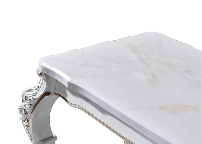 Mesa de jantar de mármore retangular de cinzeladura generosa da família