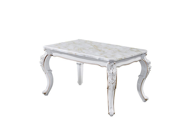 Mesa de jantar de mármore retangular pintada branca Pearlescent