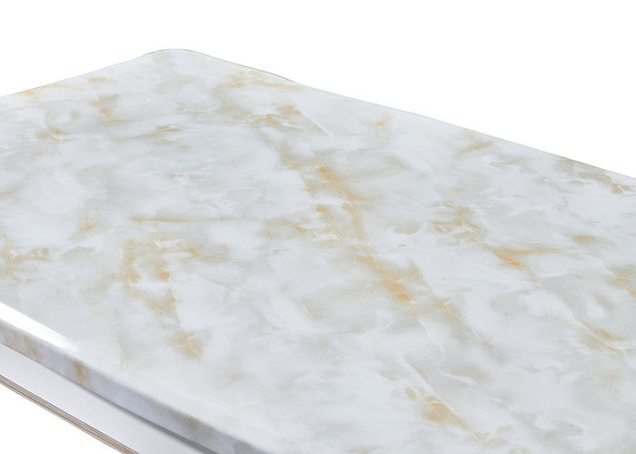 Mesa de jantar de mármore retangular pintada branca Pearlescent