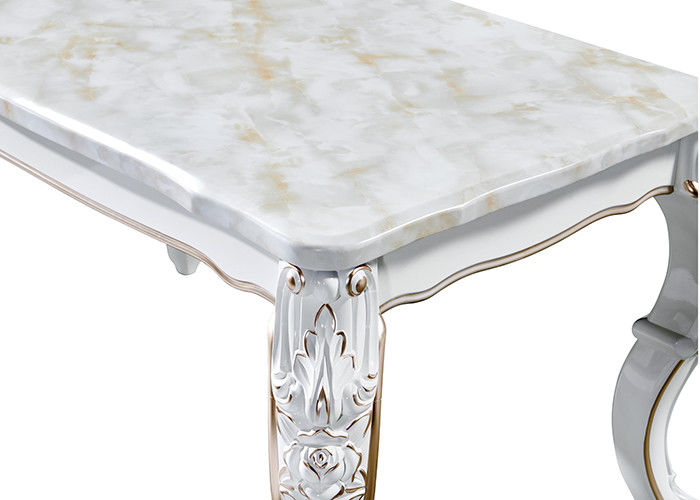 Mesa de jantar de mármore retangular pintada branca Pearlescent
