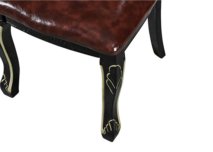 Cadeiras de jantar europeias de Ebony Solid Wood Carved Sponge