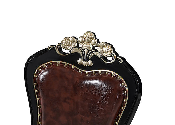 Cadeiras de jantar europeias de Ebony Solid Wood Carved Sponge