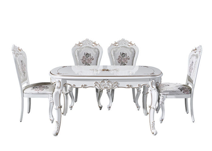 Mesa de jantar minimalista branca da madeira maciça elegante, cinzelando o grupo da mesa de jantar