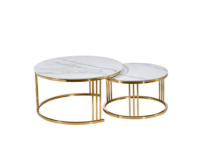 Mesa de jantar branca de aço inoxidável do mármore do círculo do escritório