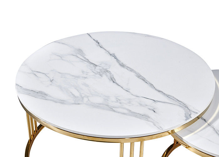 Mesa de jantar branca de aço inoxidável do mármore do círculo do escritório