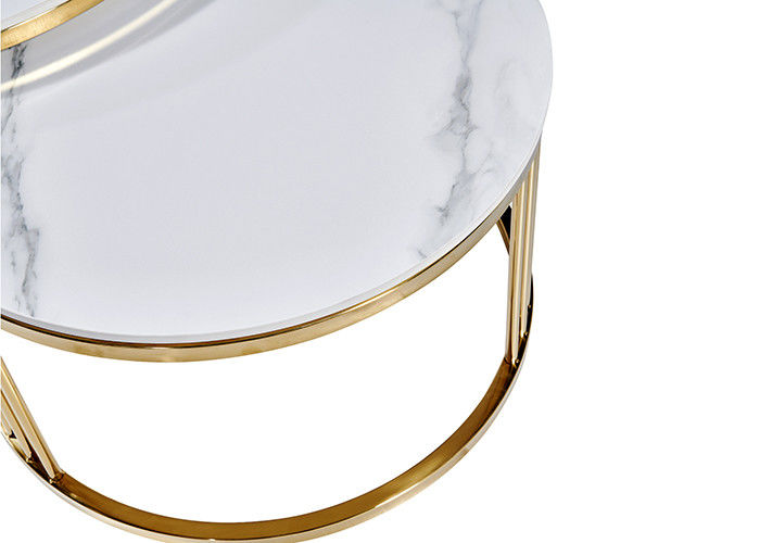 Mesa de jantar branca de aço inoxidável do mármore do círculo do escritório