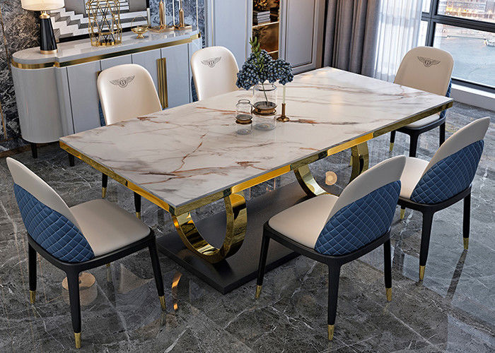 Mesa de jantar de mármore à moda da mesa de jantar ISO9001, a de aço inoxidável e a de mármore
