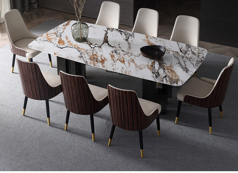Mesa de jantar de mármore luxuosa limpa da forma facilmente
