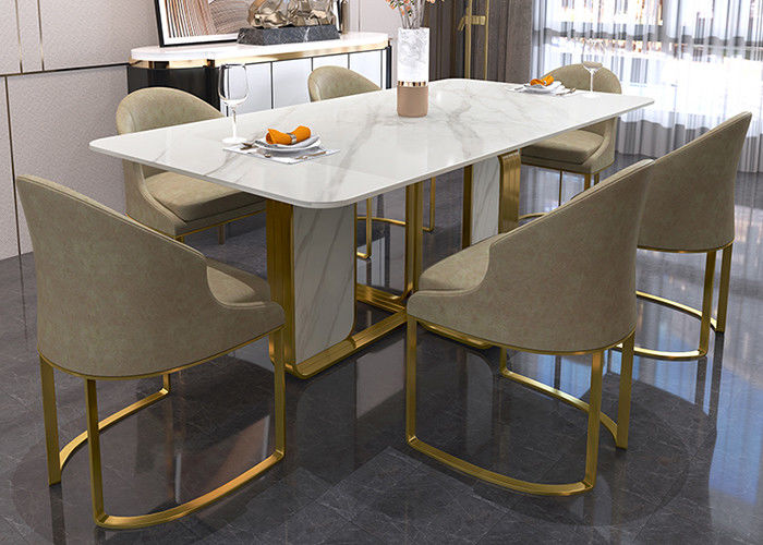 Mesa de jantar de mármore luxuosa do restaurante, mesa de jantar durável