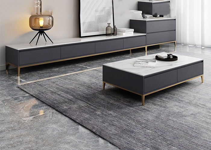 Mesa de centro de harmonização da unidade minimalista da tevê com gavetas