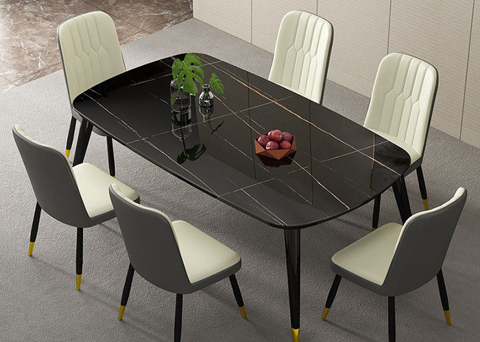 Mesa de jantar de pedra marmoreada da ardósia, mesa de jantar da família ISO9001
