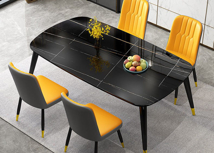 Mesa de jantar de pedra marmoreada da ardósia, mesa de jantar da família ISO9001
