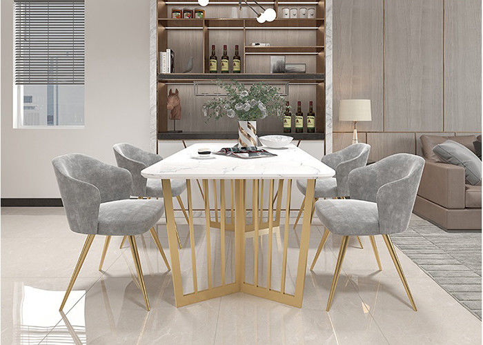 Mármore moderno da mesa de jantar do quadro inferior de aço inoxidável