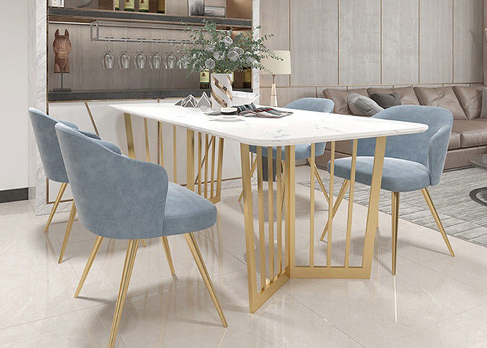Mármore moderno da mesa de jantar do quadro inferior de aço inoxidável