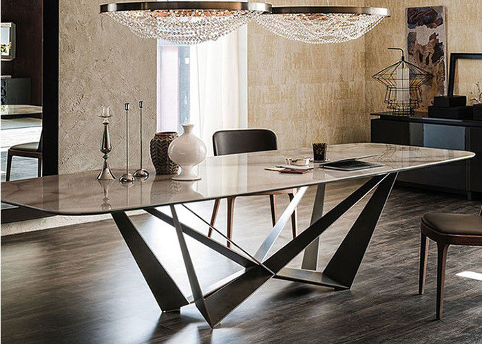 Mesa de jantar de mármore do hotel com pés de aço inoxidável