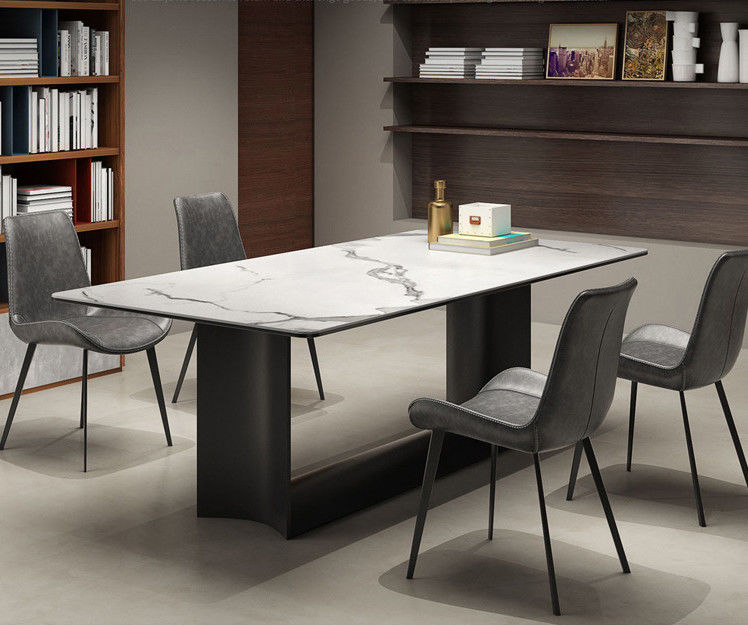 Mesa de jantar de mármore luxuosa do pé de aço inoxidável moderno