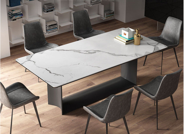 Mesa de jantar de mármore luxuosa do pé de aço inoxidável moderno