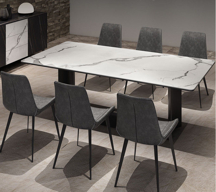 Mesa de jantar de mármore luxuosa do pé de aço inoxidável moderno