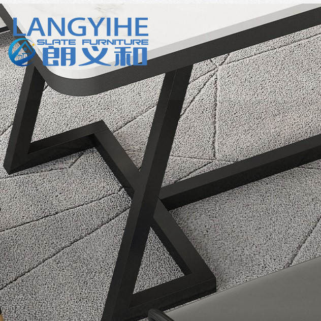 metal luxuoso minimalista moderno de Itália da tabela da sala de jantar da ardósia de 140cm