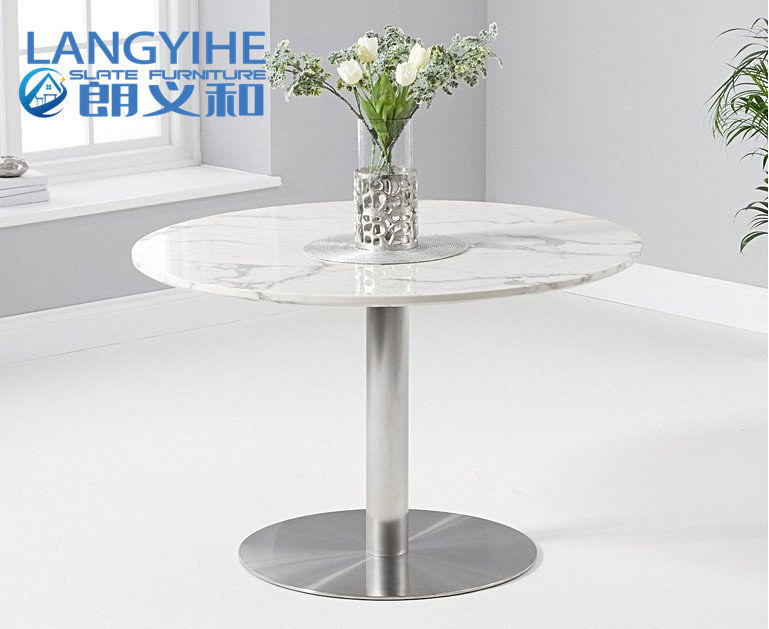 Mesa de jantar branca 120cm do mármore do círculo do Odm do Oem