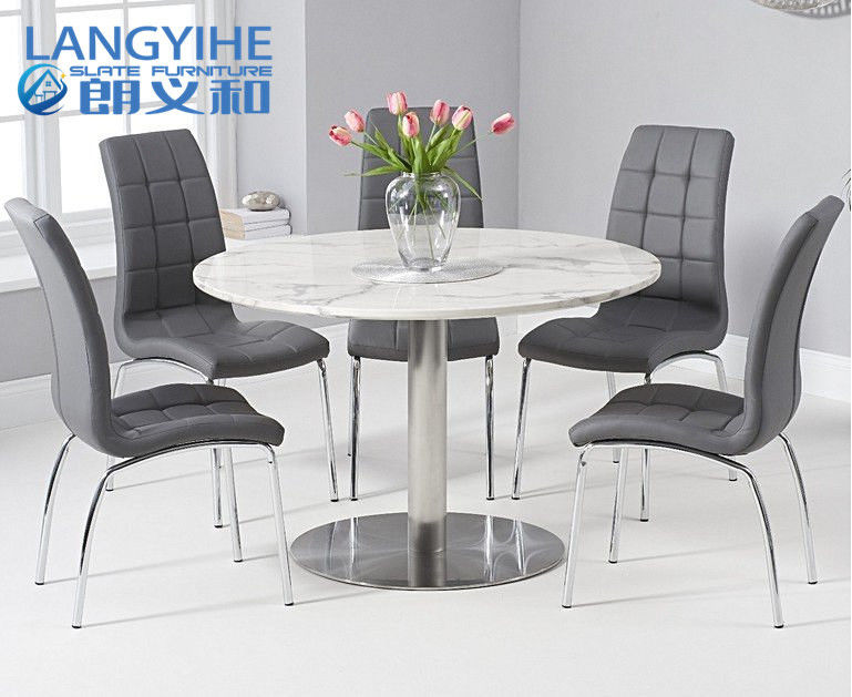 Mesa de jantar branca 120cm do mármore do círculo do Odm do Oem
