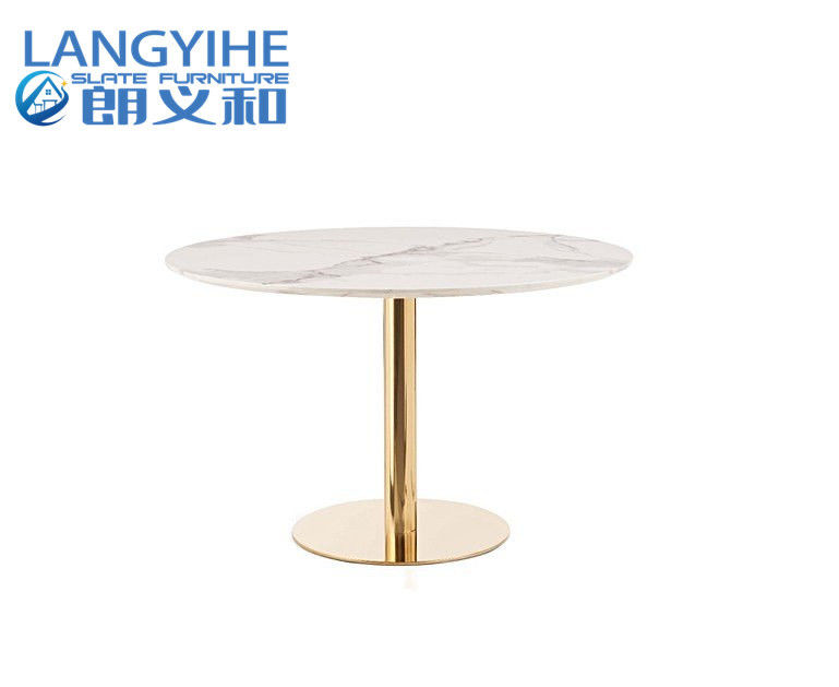 Iso 9001 120cm em volta da mesa de jantar de mármore do efeito com Fern Velvet Chairs Blue