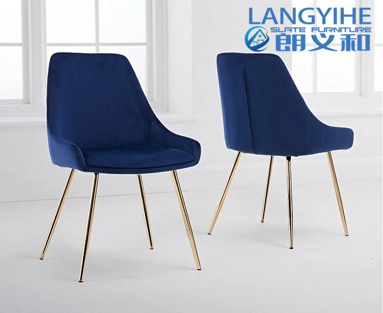 Iso 9001 120cm em volta da mesa de jantar de mármore do efeito com Fern Velvet Chairs Blue