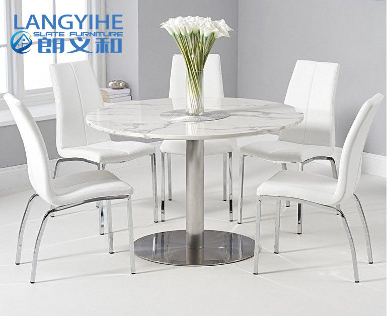 Mesa de jantar estofada do mármore do círculo da cadeira 120cm