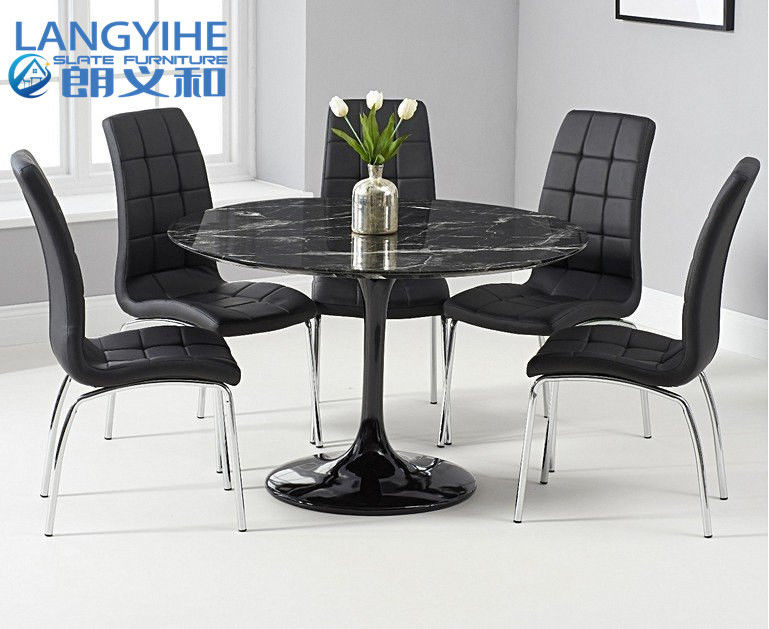 Mesa de jantar do mármore do círculo do Oem 120cm ajustada para o café da manhã