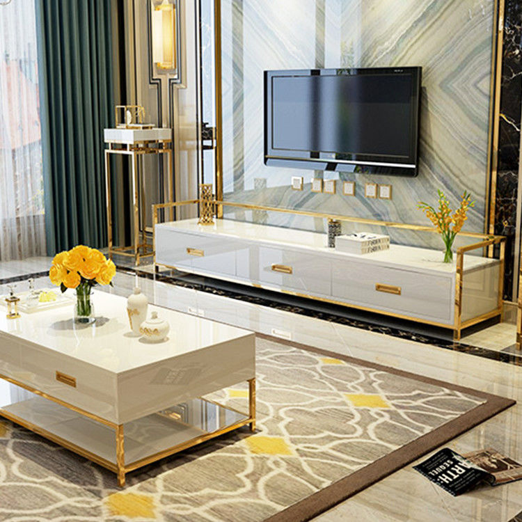 Da mobília luxuosa da sala de visitas do armário da tevê da bolha EPE quadro de aço inoxidável