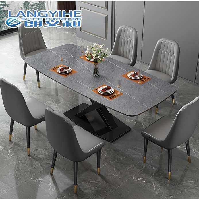 Não metal de mármore minimalista da mesa de jantar do apartamento da corrosão retangular
