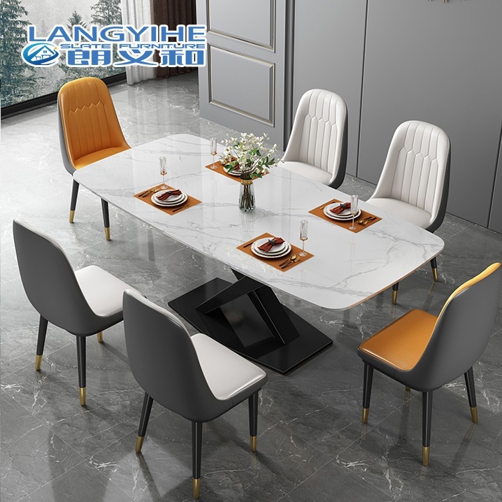 Não metal de mármore minimalista da mesa de jantar do apartamento da corrosão retangular
