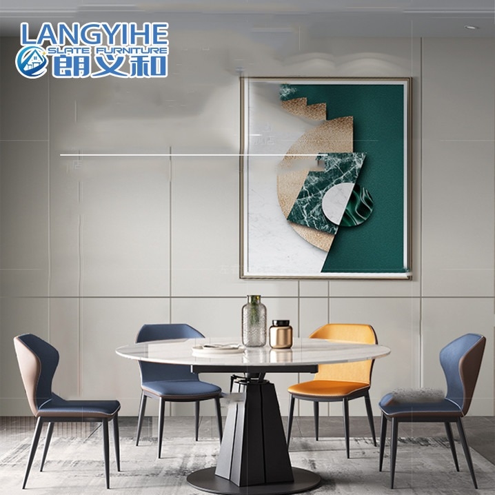 Mesa de jantar de mármore minimalista telescópica da laje da rocha em volta do estilo italiano moderno