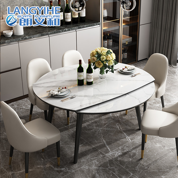 Círculo telescópico da mesa de jantar de mármore minimalista do agregado familiar anticolisão