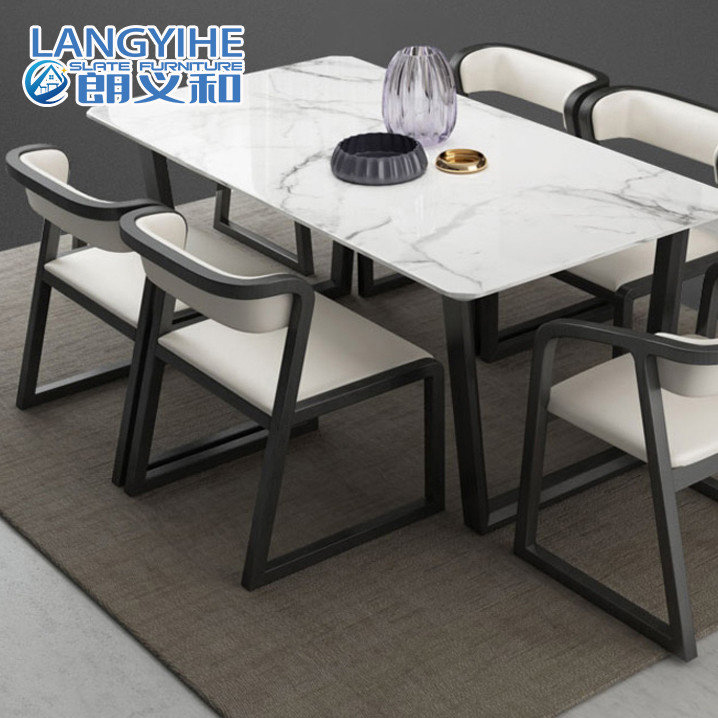 Minimalista moderno nórdico da madeira maciça da mesa de jantar de mármore e da cadeira