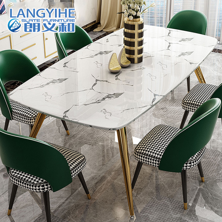 Mesa de jantar de mármore nórdica moderna minimalista para 4 pessoas