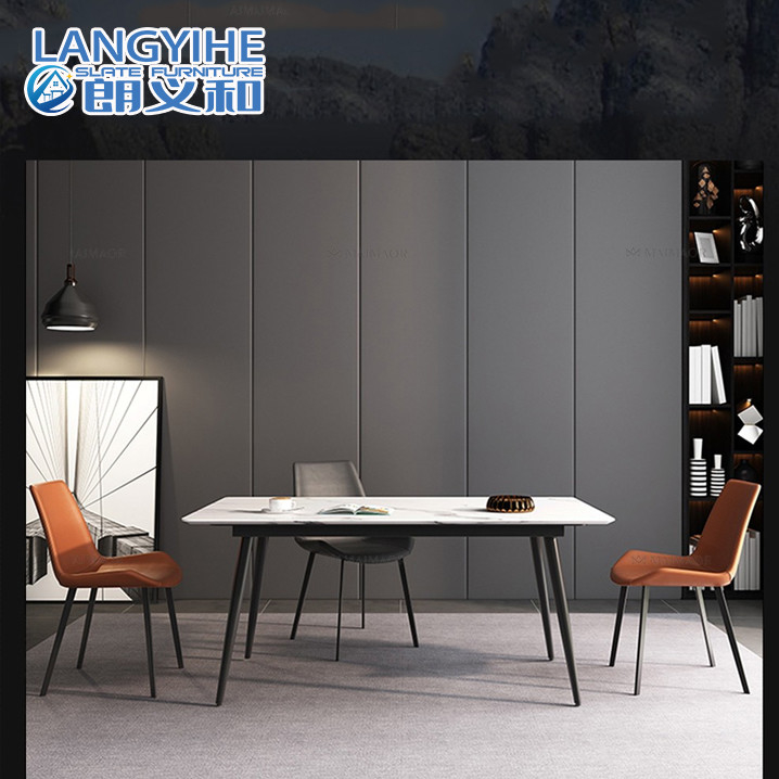 Minimalista moderno da mesa de jantar de mármore nórdica da laje da rocha